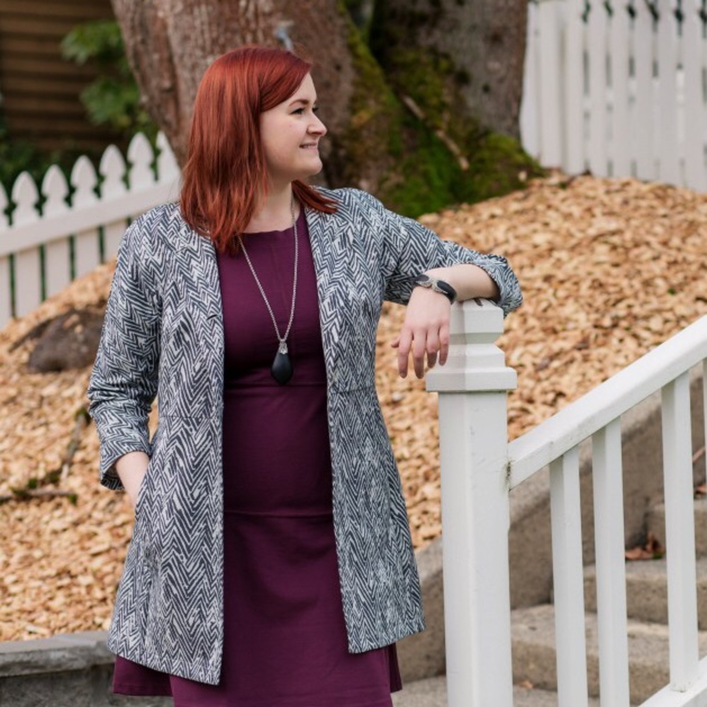 SOLD ⬇️ Cabi Zig Zag Tea Length Topper Coat - Picture 4 of 8